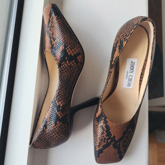 Sz6 NEW Jimmy Choo Marcela 85 Snake Print Pumps - EU Size 36.5 - Picture 1 of 16